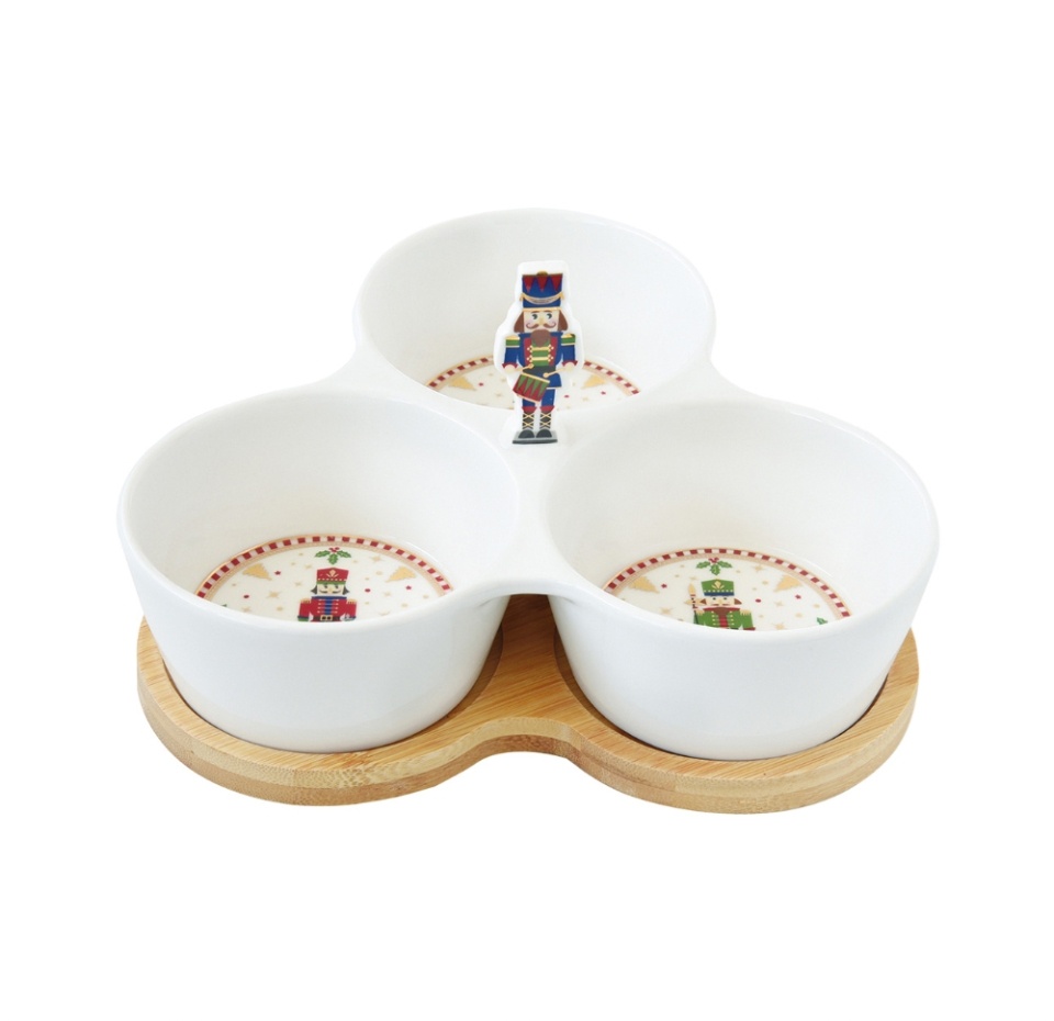 

Менажница трёхсекционная «Щелкунчик» на подставке в подарочной упаковке, Easy Life, 20.5*19.5 см, Китай