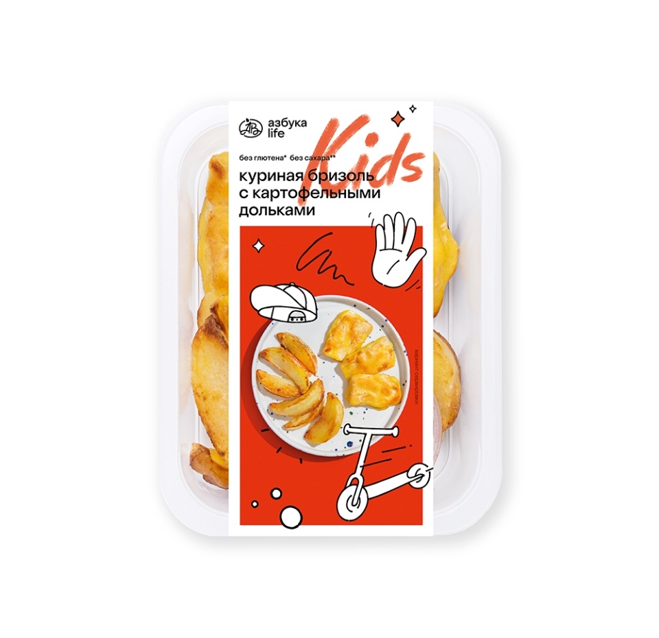 

Бризоль из филе цыплёнка-бройлера с картофельными дольками «Азбука Life kids» 195 г, Россия