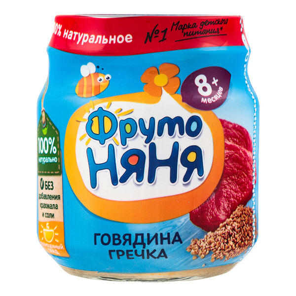 Фруто Няня пюре говяжья гречка 100г