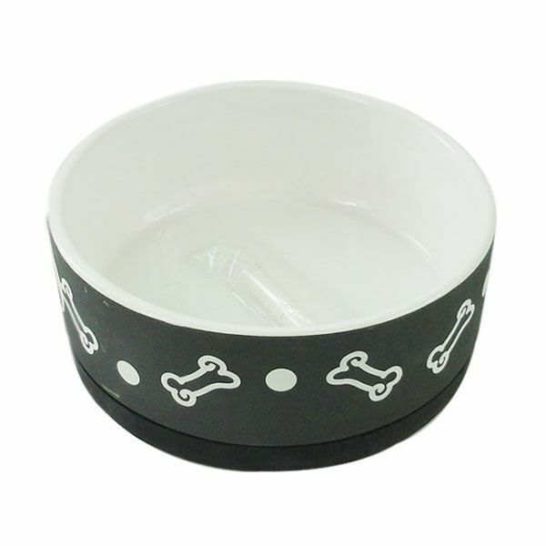 Миска для животных Foxie Bones черная керамическая 15х5,6 см