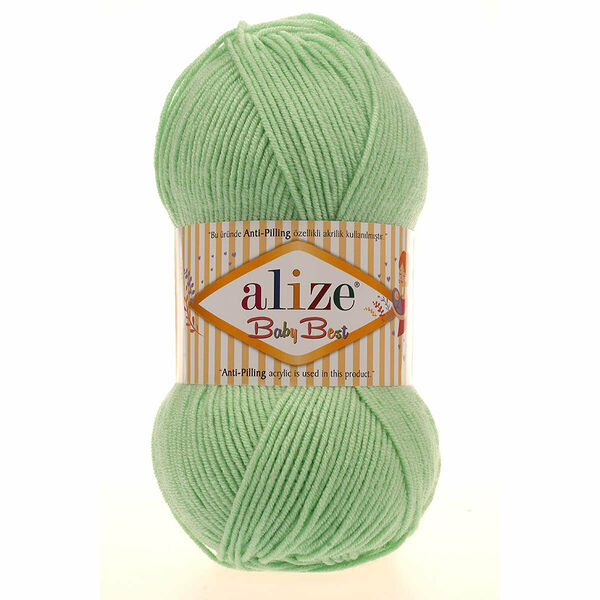 Пряжа Alize 'Baby Best' 100г 240м (10% бамбук, 90% акрил) с эффектом АНТИПИЛЛИНГ(41 св.зеленый)