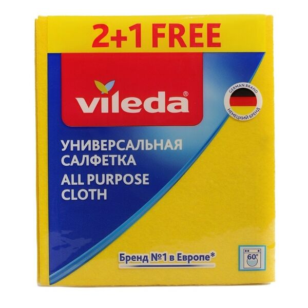 Салфетка Vileda универсальная вискозная, 2+1 шт Россия