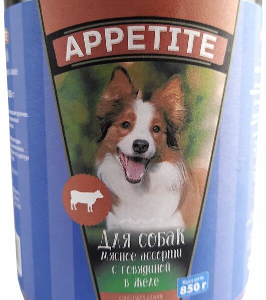 Корм для собак Мясное Ассорти с говядиной в желе 850г