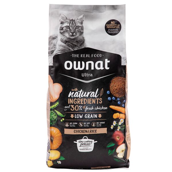 ULTRA сухой корм Ownat для кошек, с курицей и рисом, 1,5 кг 
