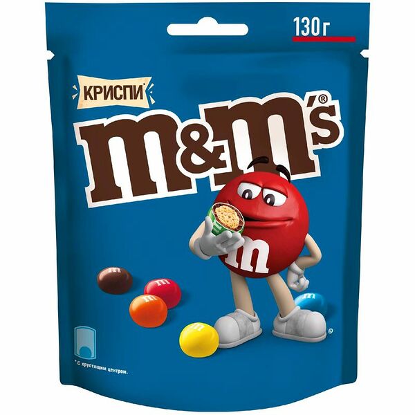 Драже M&Ms Криспи хрустящие шарики в молочном шоколаде в разноцветной глазури, 130г