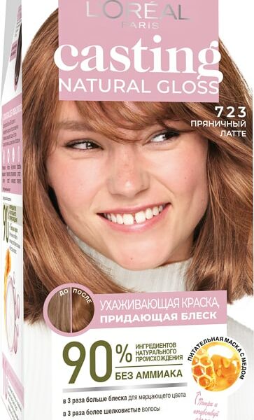 Краска-уход для волос Loreal Paris Casting Natural Gloss без аммиака оттенок 723 Пряничный латте