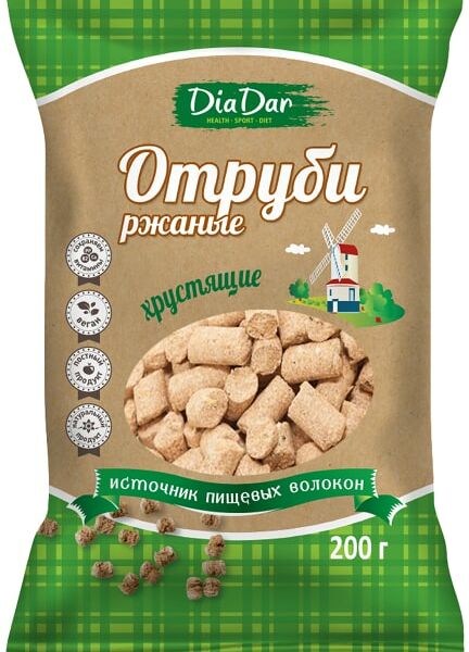 Отруби ржаные DiaDar хрустящие 200г