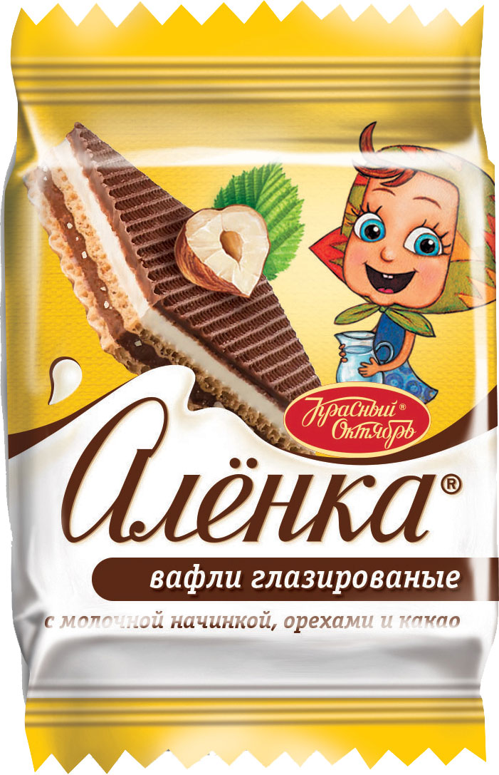 

Вафли Алёнка с молочной начинкой орехами и какао