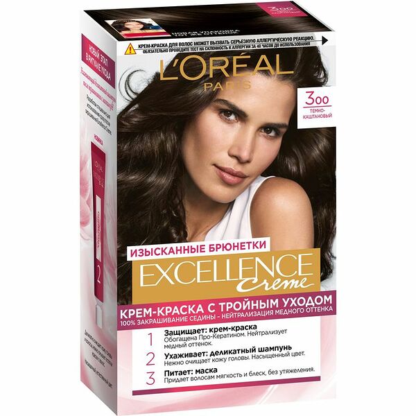Краска для волос Excellence Cream 3 темно-каштановый L`OREAL 1 шт Бельгия