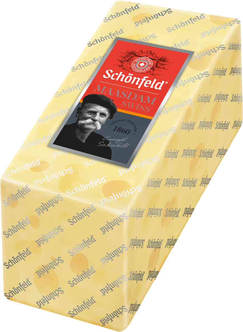 

Сыр Schonfeld Swiss Маасдам 48% вес