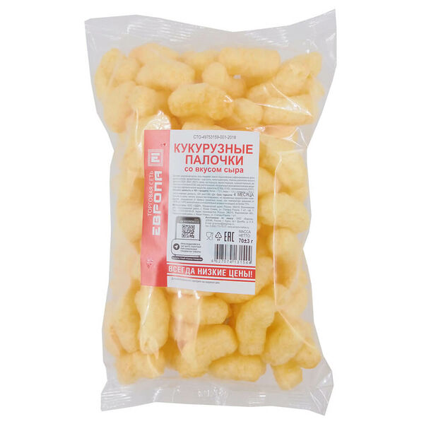 Кукурузные палочки Европа со вкусом сыра 70г