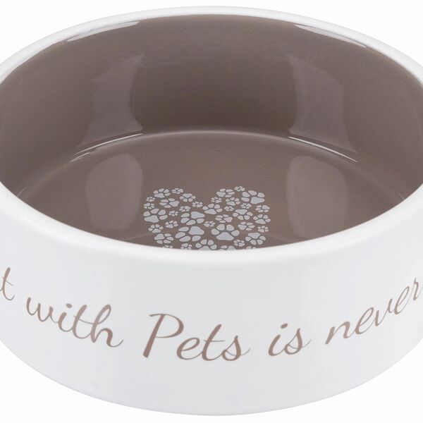 Миска керамическая Pets Home, 0,8 л/ø 16 см, кремовый/тёмно-серый