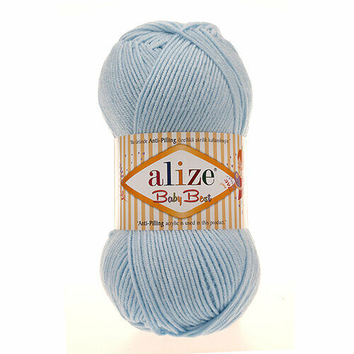 Пряжа Alize 'Baby Best' 100г 240м (10% бамбук, 90% акрил) с эффектом АНТИПИЛЛИНГ(183 голубой)