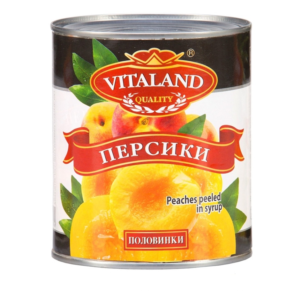 

Персики Vitaland половинки в сиропе