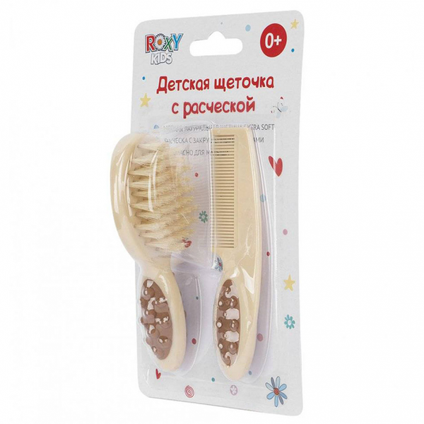Roxy-Kids Набор детский щеточка с расческой бежевый