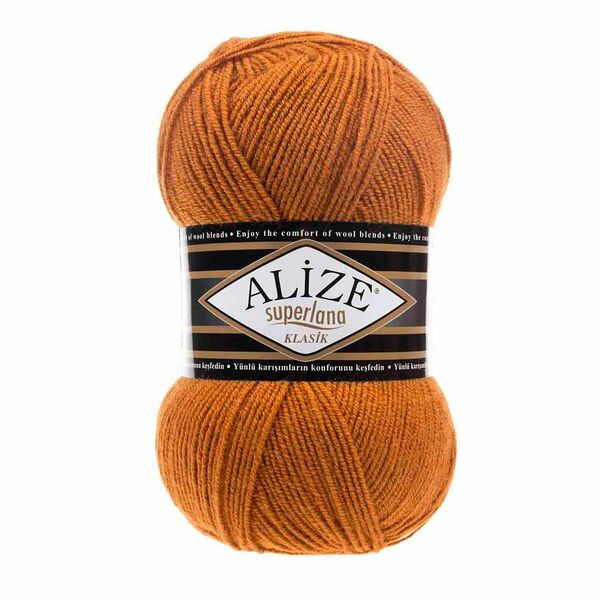 Пряжа ALIZE 'Superlana klasik' (однотонная) 100гр. 280м. (75% акрил, 25%шерсть) ТУ(234 оранжевый)