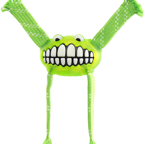 Игрушка с принтом Rogz зубы и пищалкой FLOSSY GRINZ средняя, лайм