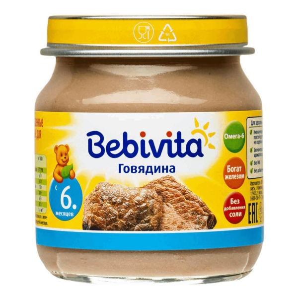 Пюре мясное Bebivita Говядина, с 6 месяцев