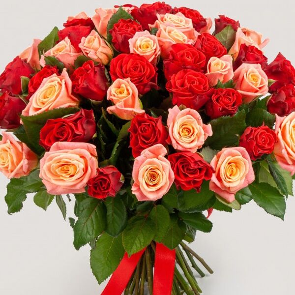 Букет из 51 розы Румянец зари