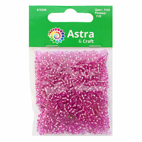 Бисер Astra&Craft 11/0, 20г(1105 т.розовый/глянц.покрытие),упак