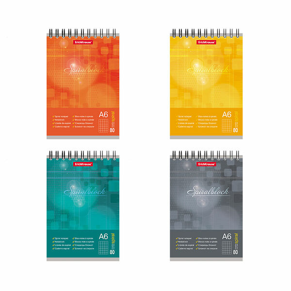 Блокнот А6 80л на спирали Spiralblock клетка 58428 ErichKrause
