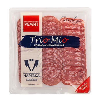 Колбасы сырокопченые Ремит Ассорти TrioMio нарезка