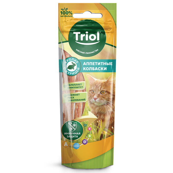Лакомство для кошек TRIOL Аппетитные колбаски из кролика с курицей