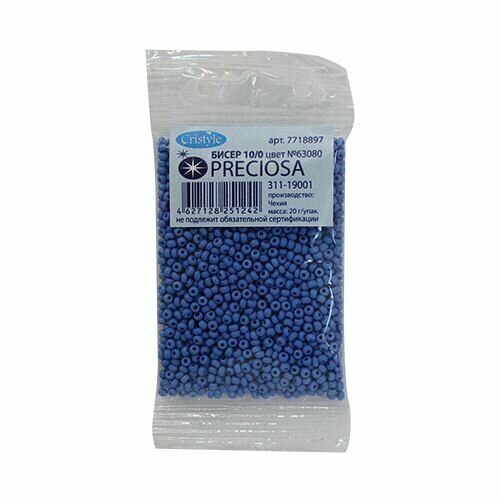 (63080) 311-19001-10/0 Бисер непрозрачный 10/0, круг.отв., 20гр Preciosa,упак