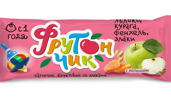 Батончик фруктовый Фрутончик Яблоко, курага, фенхель, злаки с кальцием, с 1 года