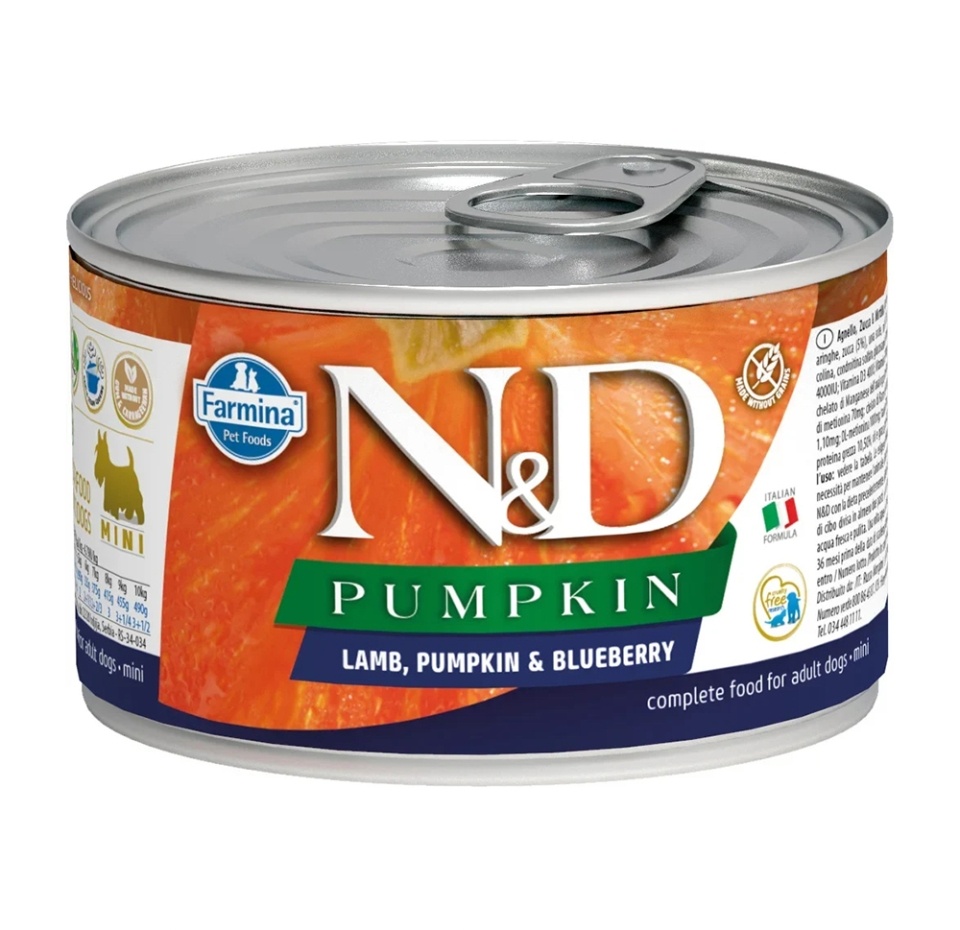 

Консервы для щенков Farmina N&D Dog Pumpkin Puppy Mini мелких пород Ягненок, тыква и черника 140 г