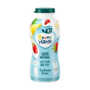 Йогурт питьевой ФрутоНяня с клубникой и бананом 2.5% 200 г
