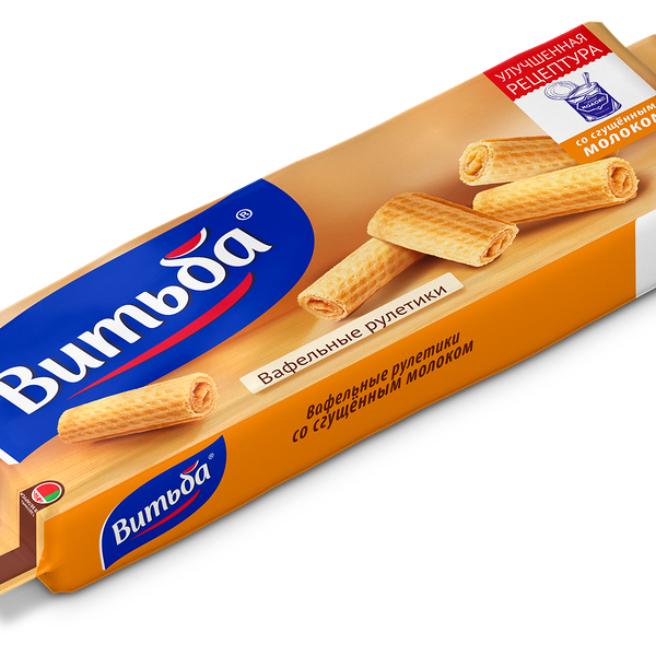 Вафельные рулетики Витьба со сгущенным молоком вес 80 г Республика Беларусь