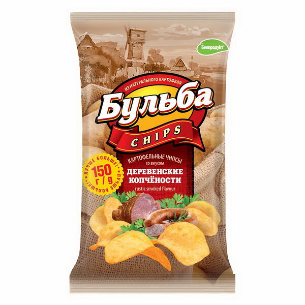 Чипсы Бульба chips из сырого картофеля со вк деревенских копченостей 150г