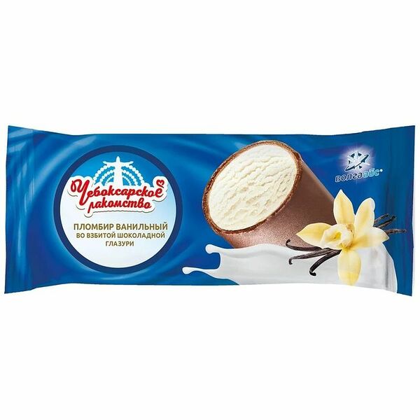 Пломбир Волга Айс Чебоксарское лакомство ванильный 12%, 80 г