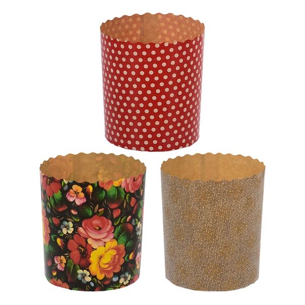 Набор бумажных форм для выпечки куличей «Пасхальный», Marmiton, 3 шт., 300 мл, d 7*8.5 см, Россия