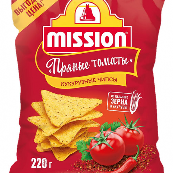 Чипсы кукурузные Mission Пряные томаты