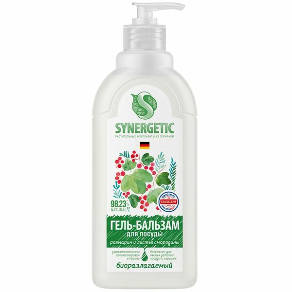 Гель-бальзам Synergetic Розмарин и Листья Смородины для мытья посуды биоразлагаемый, 500мл