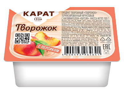 Творожок Карат Творожок с персиком 9%, 100 г