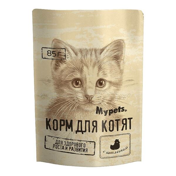 Влажный корм для котят My Pets с цыпленком пауч, 85 г