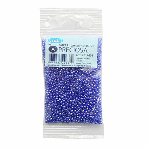(36050) 331-19001-10/0 Бисер прозрачный с покрытием 10/0, круг.отв., 20гр Preciosa,упак
