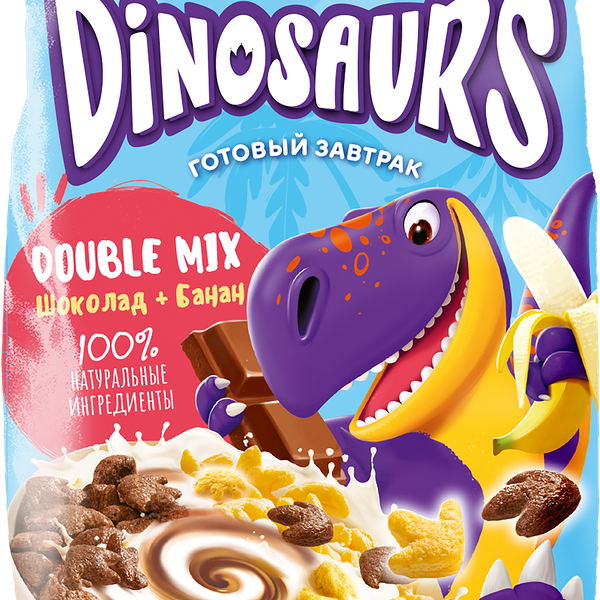 Готовый завтрак KELLOGG'S Dinosaurs Шоколадно-банановый микс, 200г