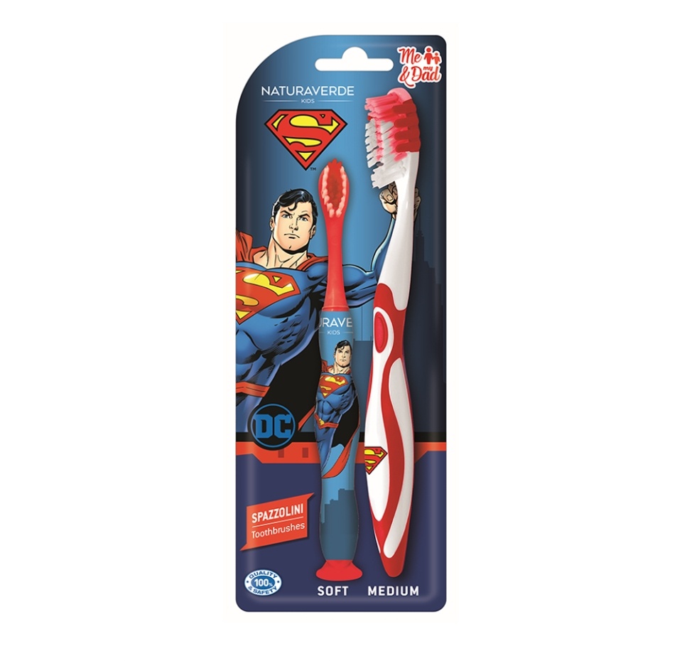 

Набор зубных щёток взрослая и детская, Superman, 2 шт., Турция