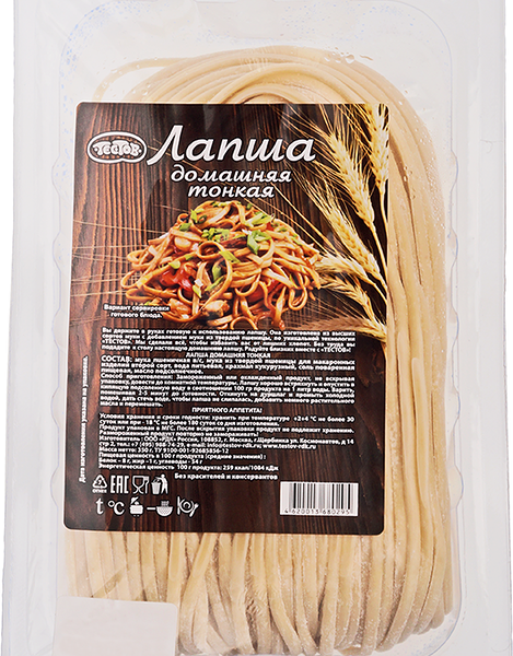 Лапша Тестов Домашняя тонкая охлажденная, 350 г