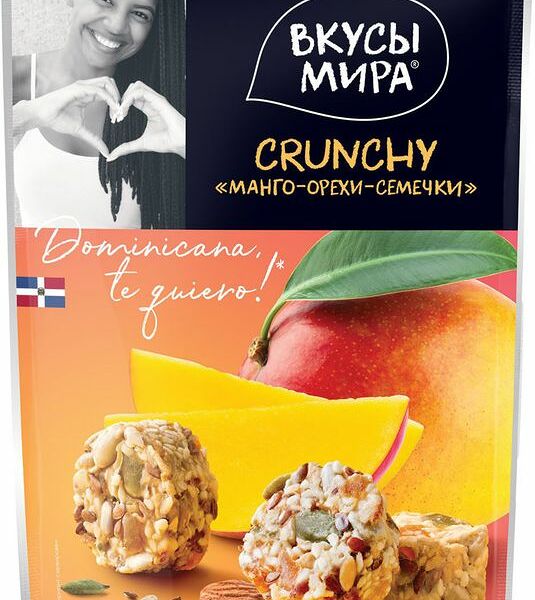 Снеки Вкусы Мира Crunchy манго-орехи-семечки, 50г