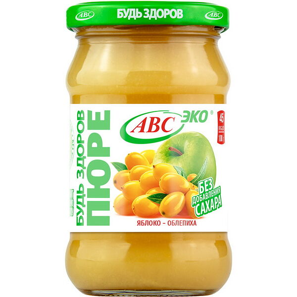 Пюре  Яблочно-облепиховое Будь Здоров! ст/б вес 280г