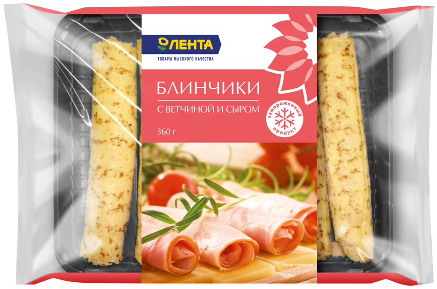 

Блинчики Лента с ветчиной и сыром 360 г