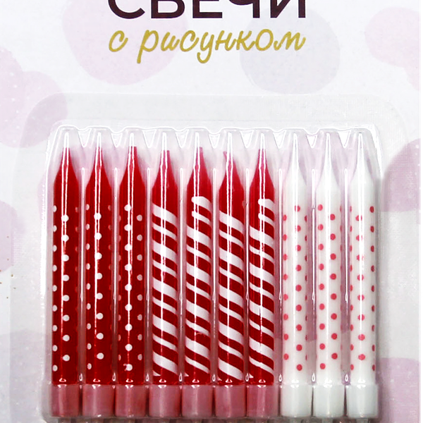 Свеча праздничная Pink 6,5см, с рисунком Арт. СВР10, 10шт