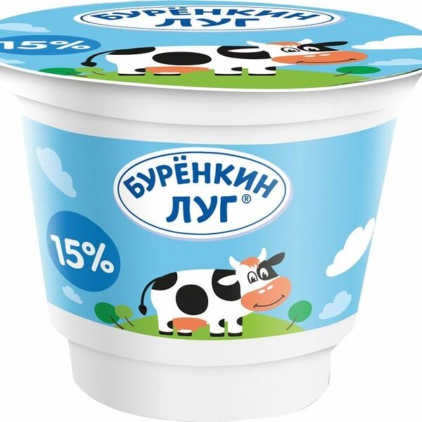 Буренкин луг продукт со сметаной с заменителем молочного жира 15%