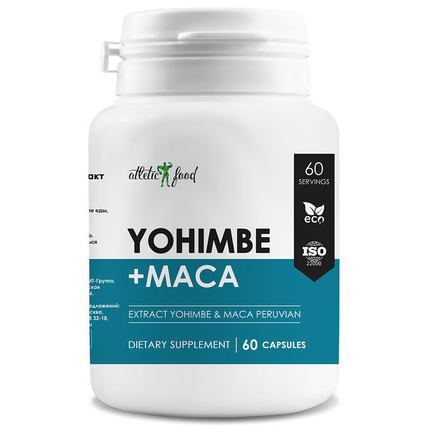 Atletic Food Yohimbe Extract 100 mg (HCL 4 mg) + MACA 400 mg - 60 капсул