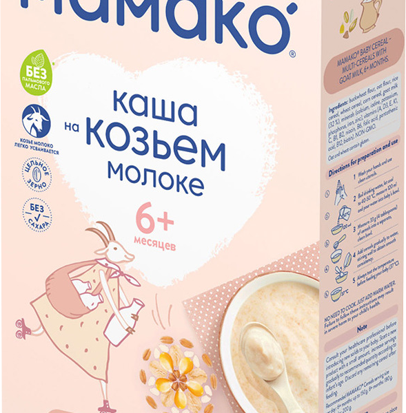 Каша детская Мамако 5 злаков молочная многозерновая на козьем молоке, с 6 месяцев